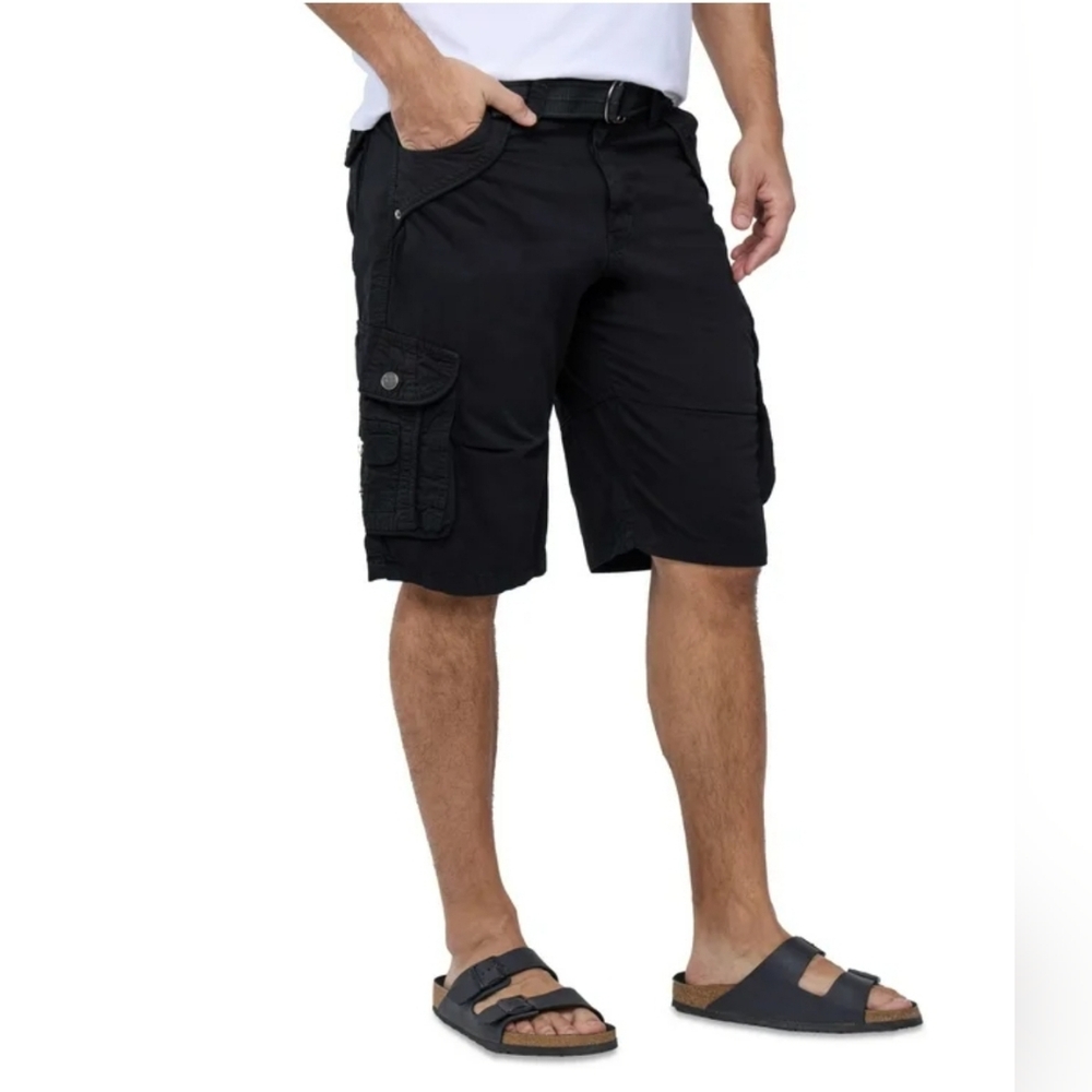 $58 X-Ray Mens Belted Double Pocket Classic Fit Knee Length Cargo Shorts